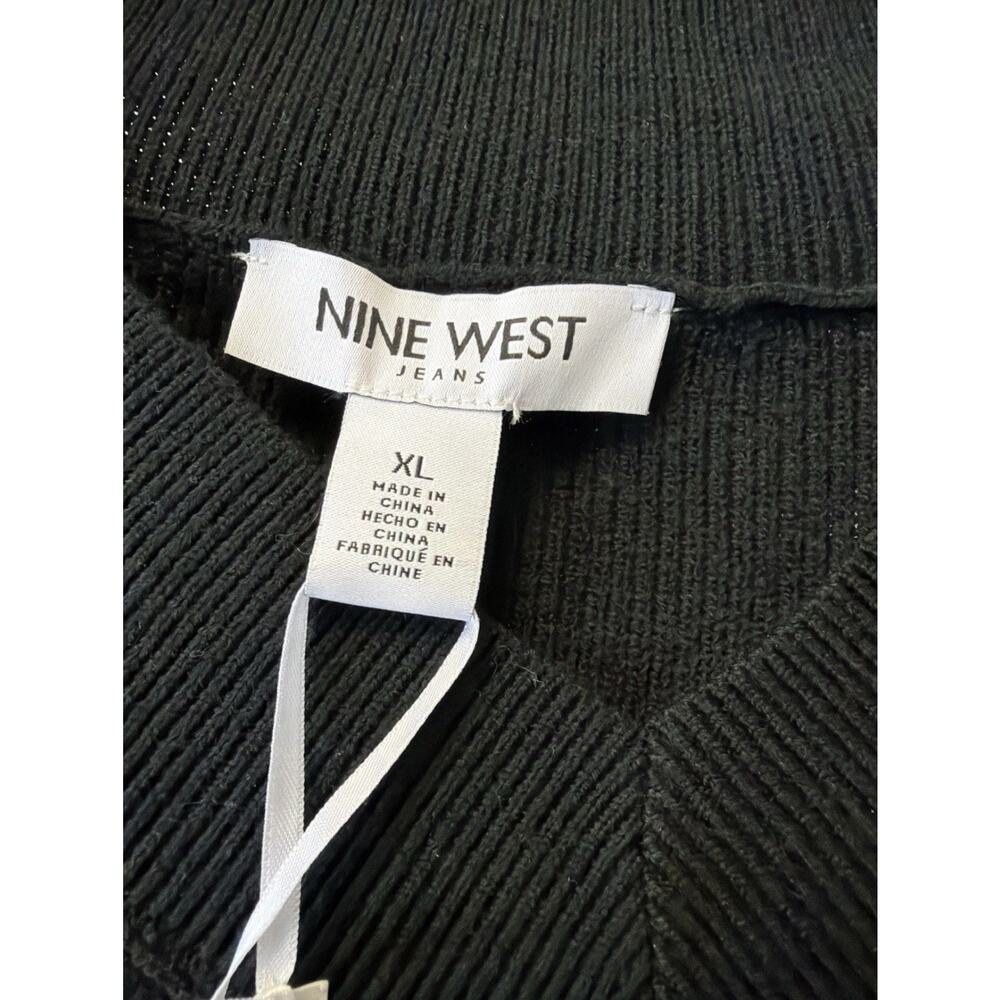 Nine West Women's Long Sleeve V Neck Ribbed Sweater Black Size XL - Picture 3 of 6